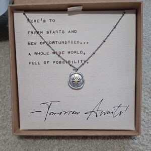 DEMDACO Silver Compass Pendant Necklace - Brand New "Tomorrow Awaits"